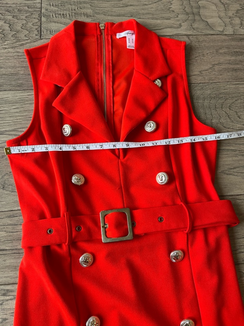 Sleeveless Belted Midi Dress in Orange Size Medium - Picture 7 of 8